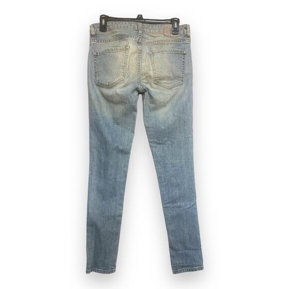 6397 Loose Skinny Designer Jeans/Denim, Blue Distressed. Sz 26 Waist MADE IN USA - Picture 5 of 5